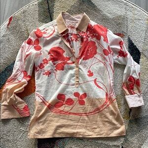 Robert Graham Red and Tan Floral Tunic